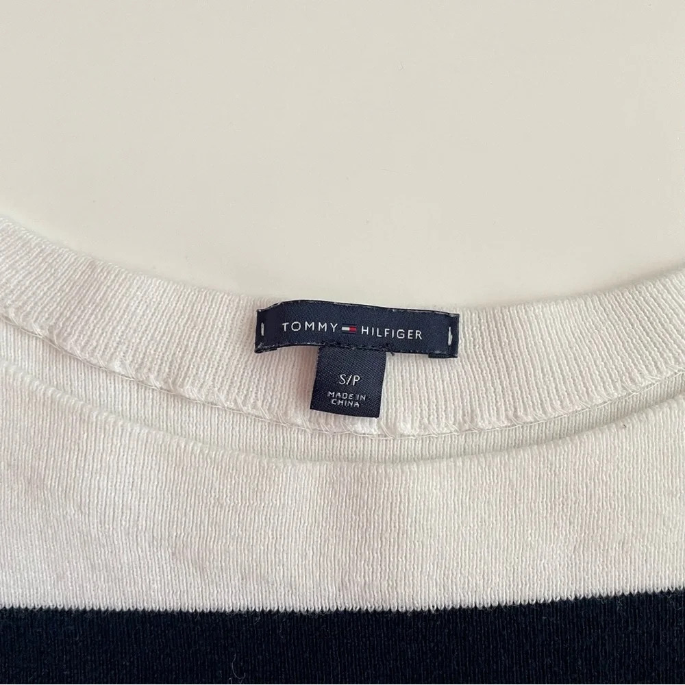 Tommy Hilfiger Stripe Cotton Sweater Navy White Size S Fall Winter Sailor - Picture 12 of 13